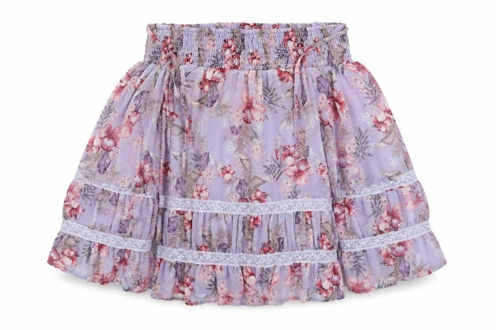 Front view of New Look women’s purple floral basic blouse, size UK 12