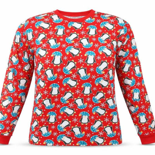 Mens Pyjamas Womens Red Geometric Jersey Top Pyjama Top Size L  - penguin
