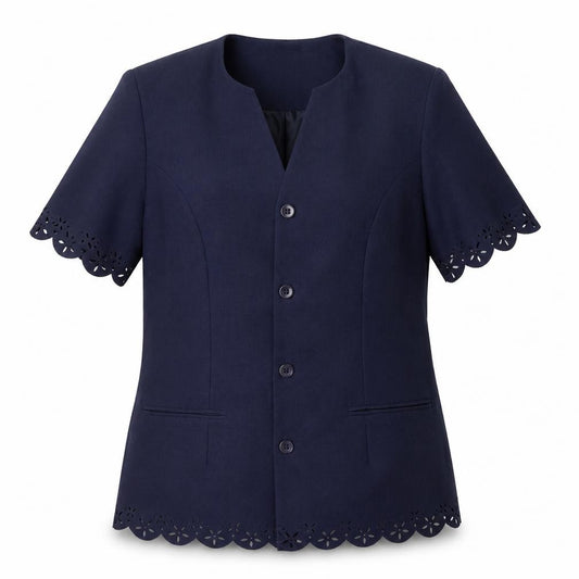 Front view of Prorn women’s blue jacket, size UK 12