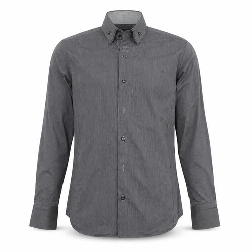 Deuxmec Mens Black Striped   Dress Shirt Size M