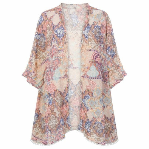 New Look Womens Pink Geometric  Cardigan Jumper Size 8