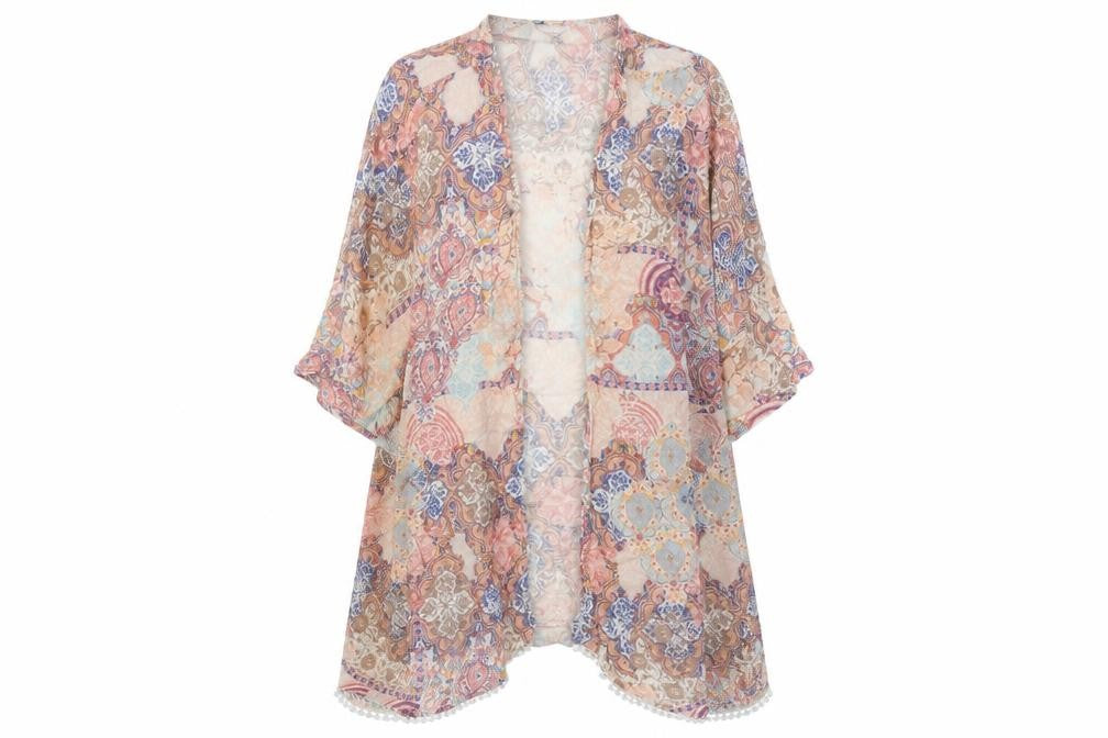 New Look Womens Pink Geometric  Cardigan Jumper Size 8