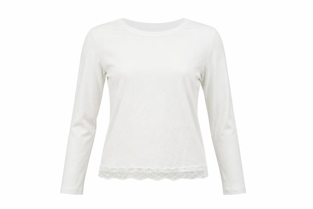 Front view of Topshop women’s white pullover sweatshirt, size UK 10