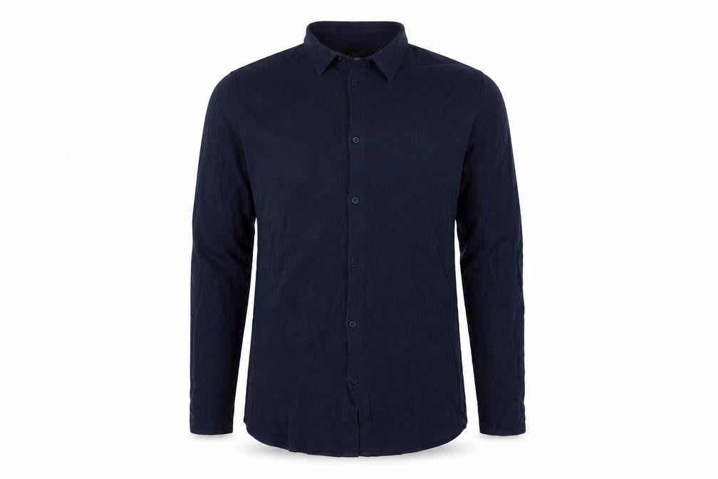 Front view of River Island men’s blue button-up, size M