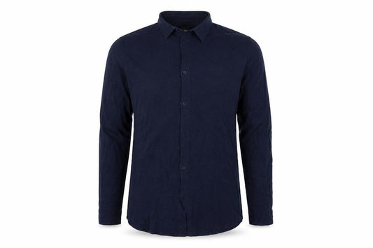 Front view of River Island men’s blue button-up, size M