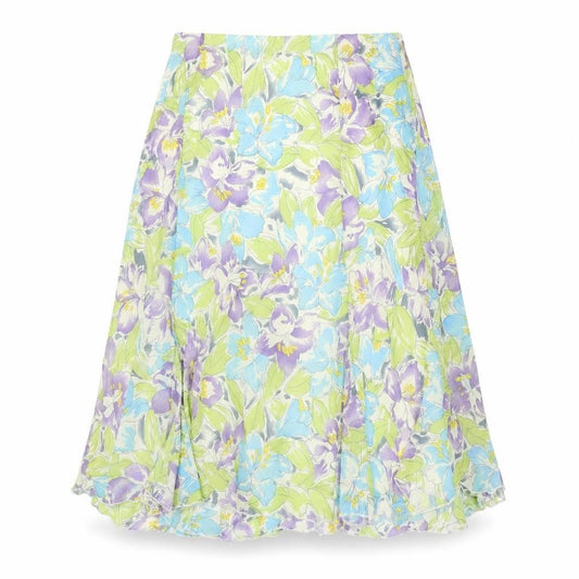 Front view of EWM women’s multicoloured floral maxi skirt, size UK 14