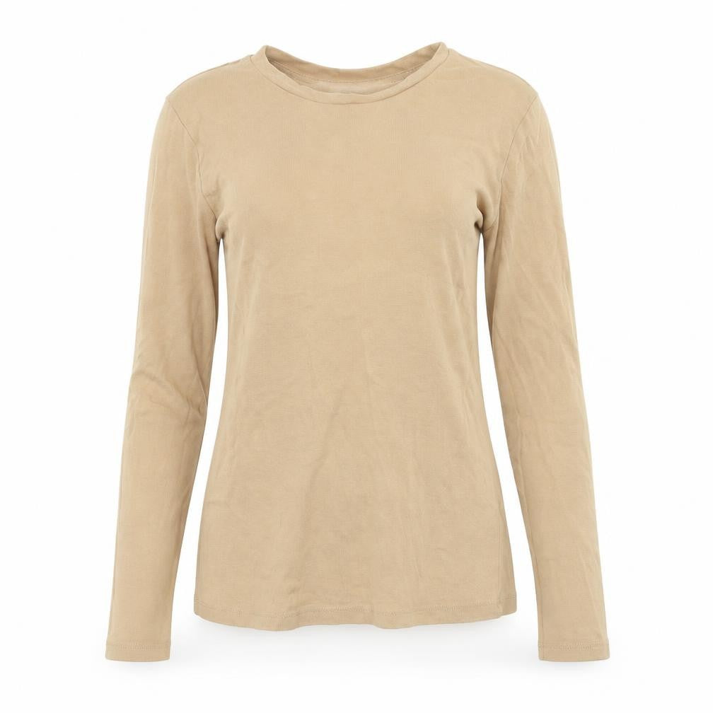 Front view of Brave Soul women’s beige basic t-shirt, size XS