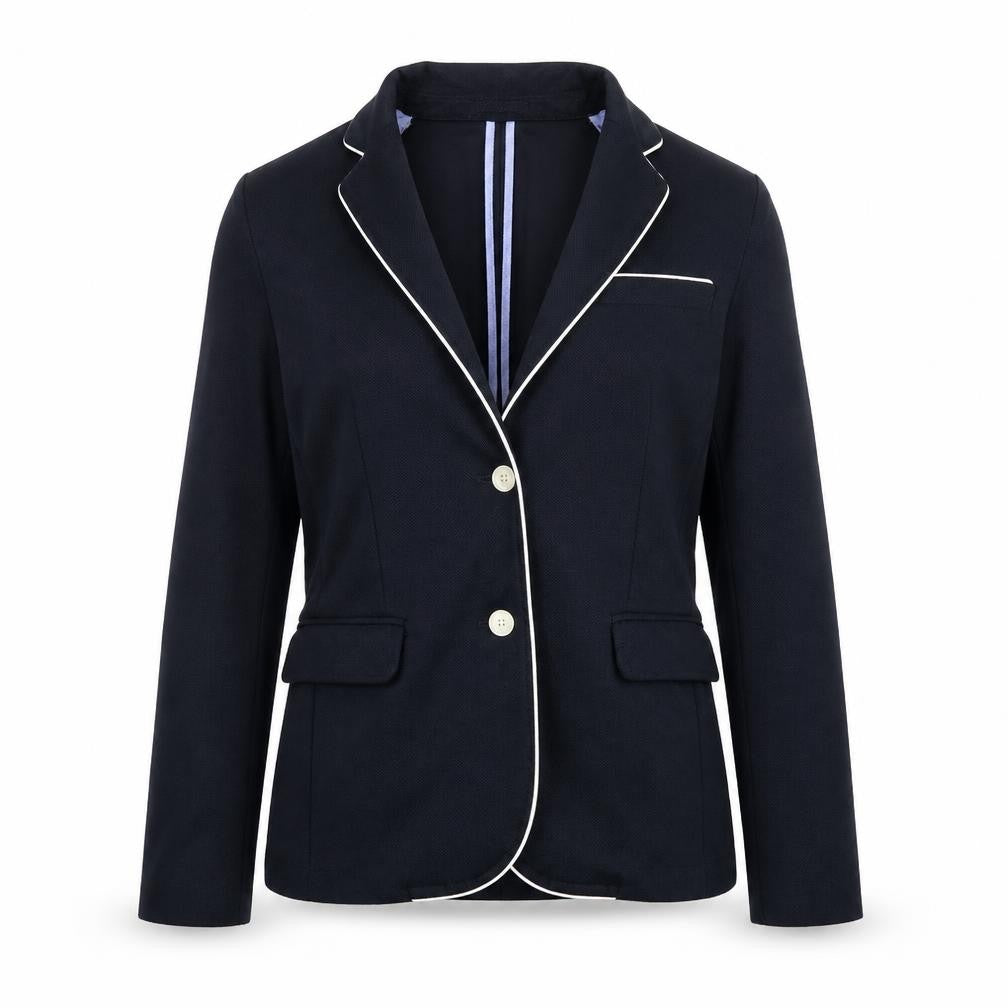 Front view of Zara women’s blue jacket blazer, size UK 38