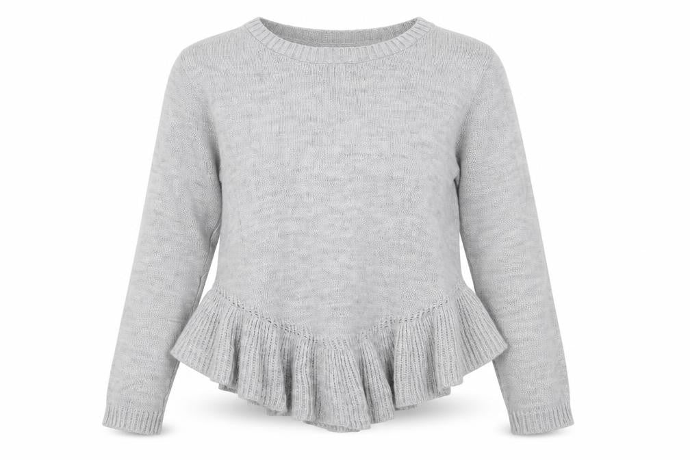 Front view of Boohoo women’s grey jumper, size UK 8