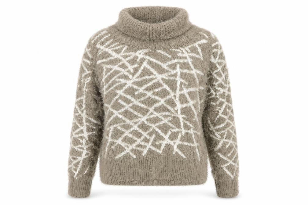 Front view of Alexandra women’s brown geometric jumper, size XL