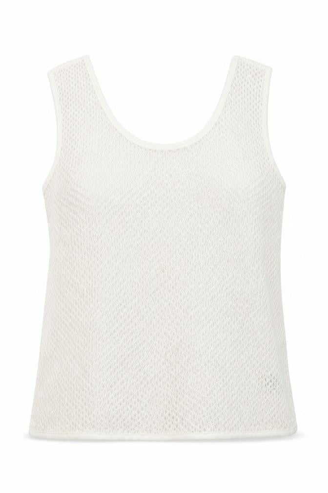 Front view of Next women’s white basic tank, size UK 10