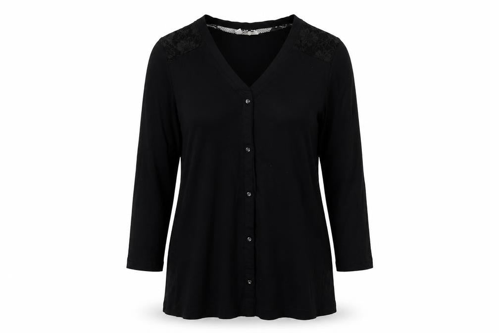 Front view of Bonprix women’s black cardigan jumper, size M