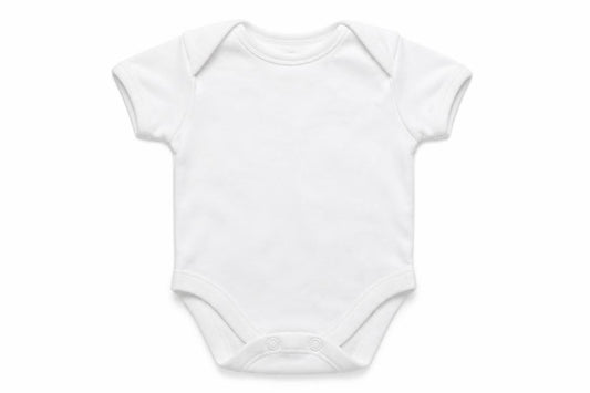Front view of George boys’ white babygrow one-piece, size 0-3, months
