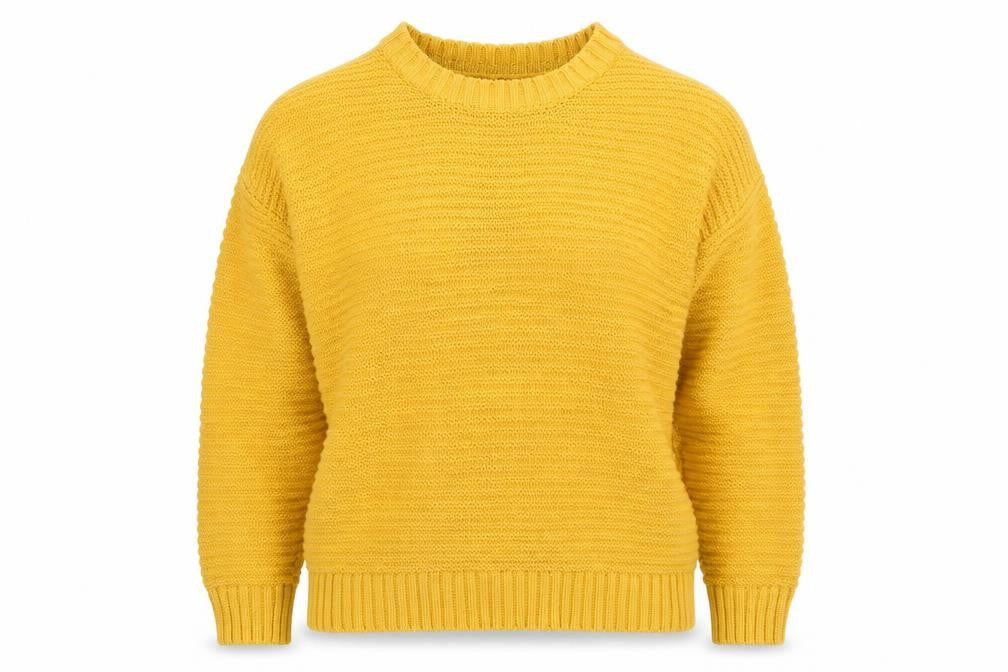 Front view of H&M women’s yellow jumper, size L