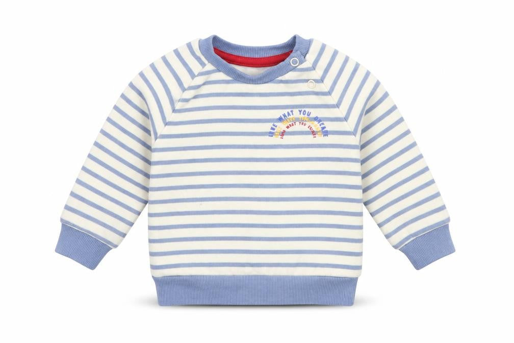 Front view of Primark Baby Ivory Striped jumper, size 3-6, Months