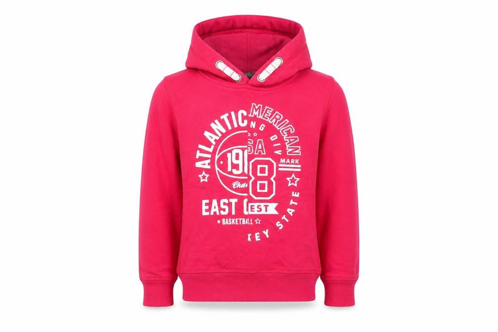 Front view of George boys’ red pullover hoodie, size 6-7, years - atlantic mericans