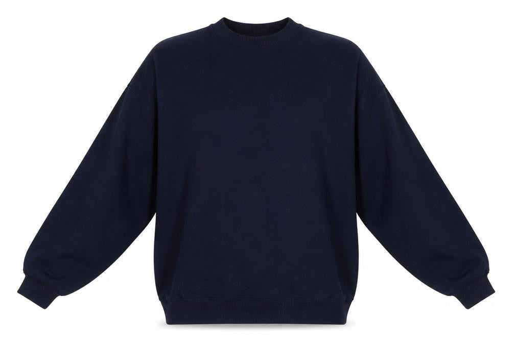 Front view of In the Style women’s blue pullover sweatshirt, size UK 10, - longline sweatshirt