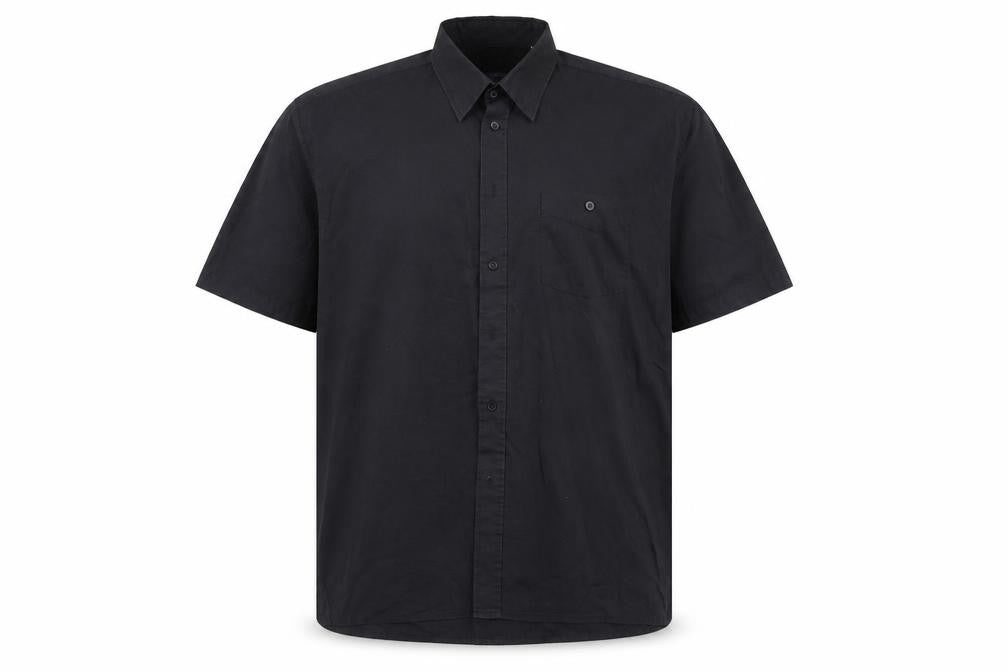Front view of Lorenzzo men’s black button-up, size XL
