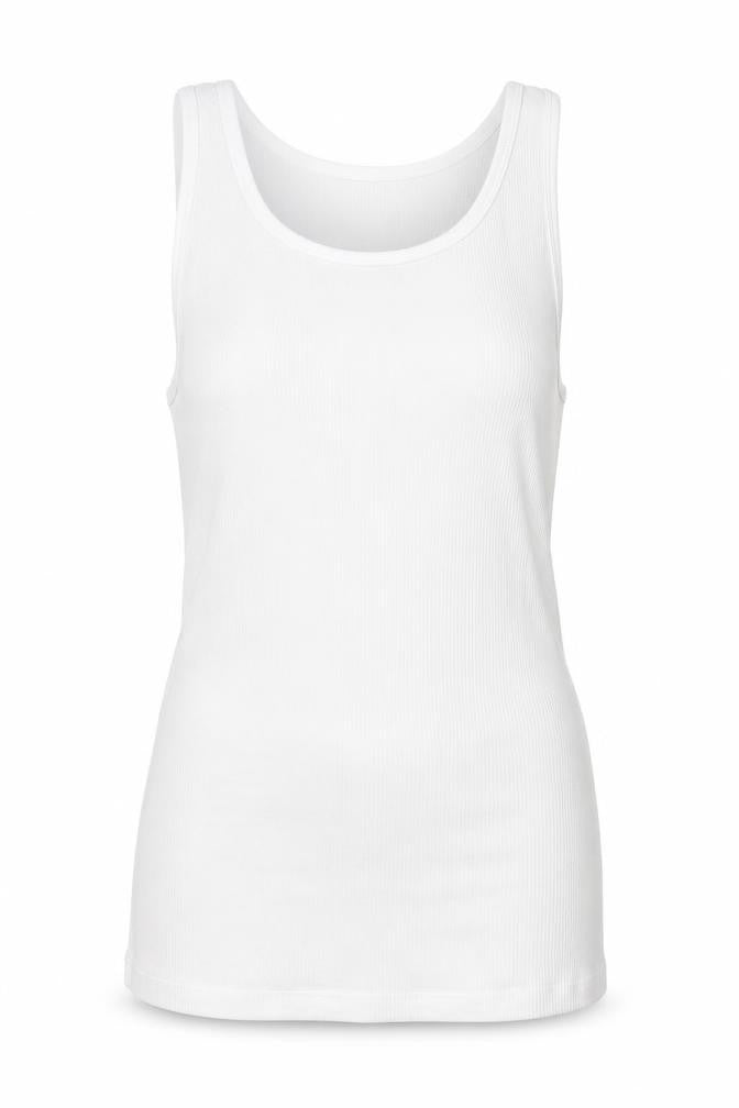 Front view of Preworn women’s white basic tank, size XL