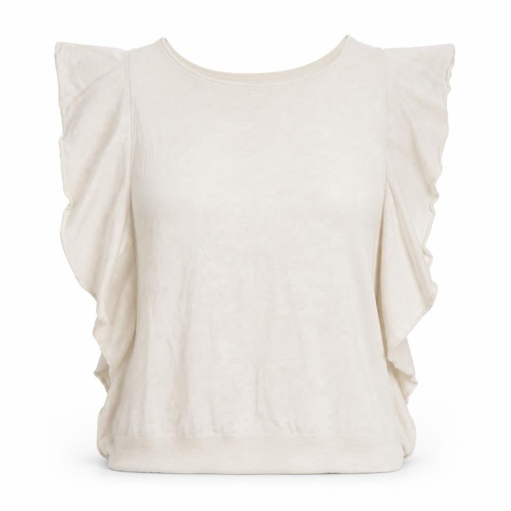 Front view of Zara Knit women’s ivory basic blouse, size M