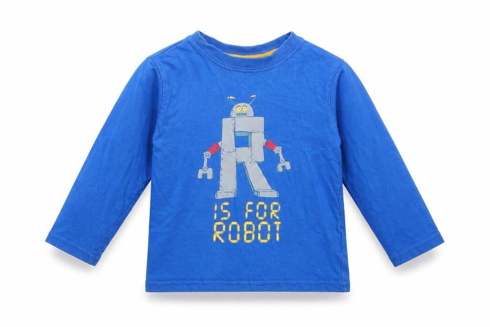 Front view of Gap Baby Blue Basic T-Shirt, size 18-24, Months - ROBOT