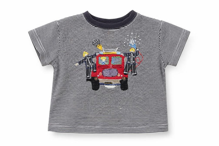 Monsoon Baby Multicoloured Striped Basic T-Shirt Size 12-18 Months - FIRE ENGINE