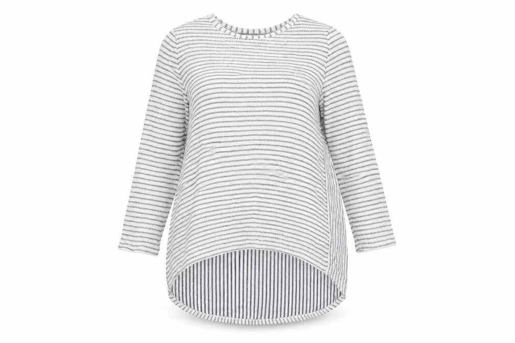 Front view of Tu women’s multicoloured striped jumper, size UK 12