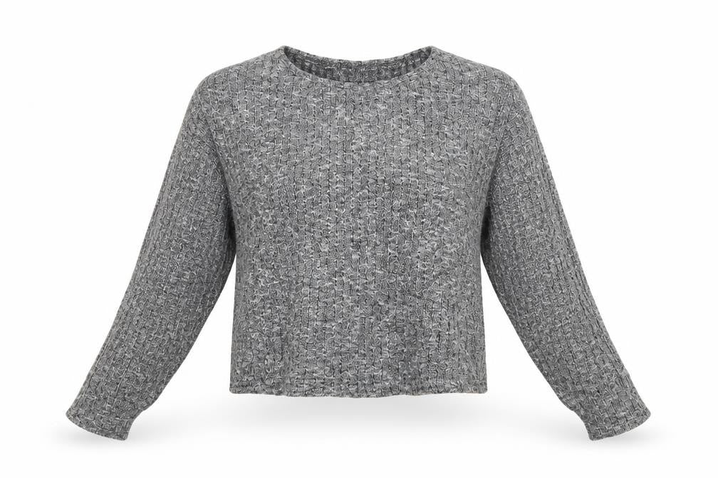 Front view of Topshop women’s grey jumper, size UK 8