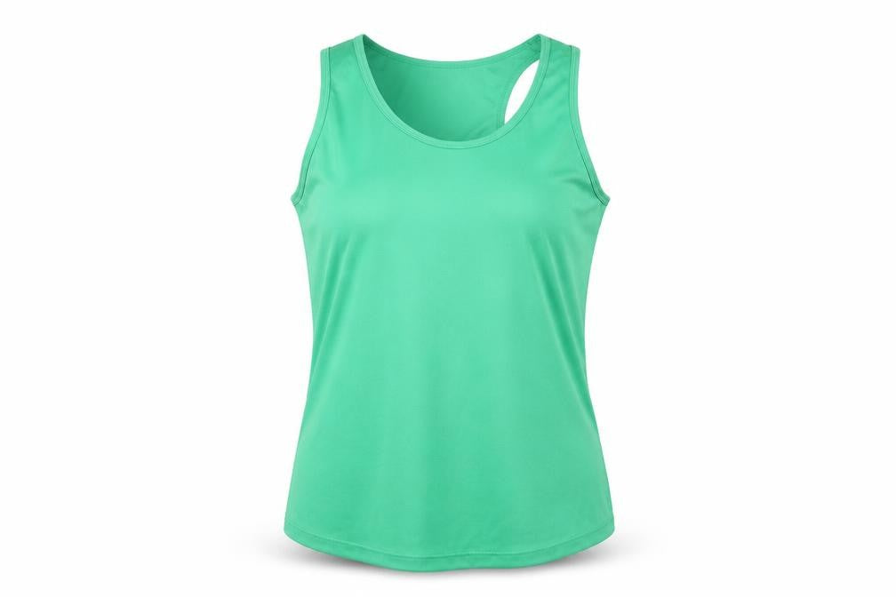 Front view of Awdis women’s green basic tank, size L