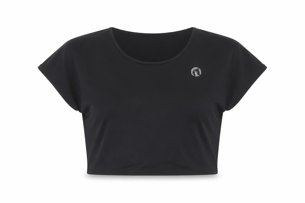 Front view of Matalan women’s black basic t-shirt, size L