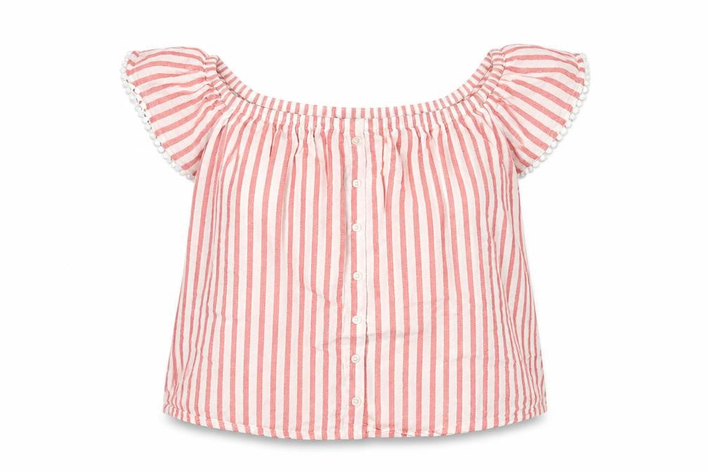Front view of Atmosphere women’s multicoloured striped basic blouse, size UK 14
