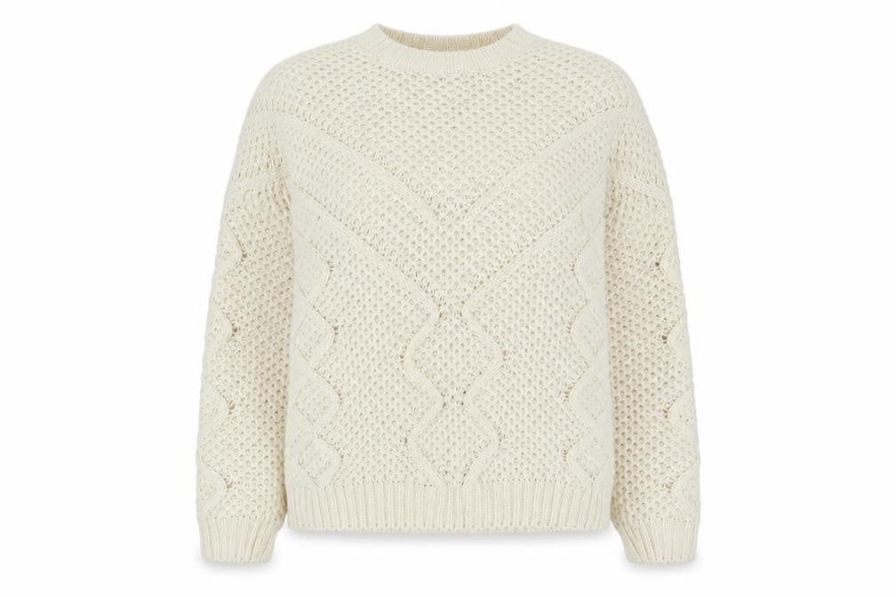 Front view of OVS women’s ivory knit jumper, size M