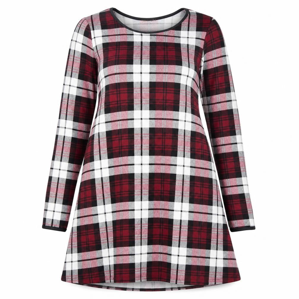 Front view of Silk women’s red plaid a-line, size UK 10