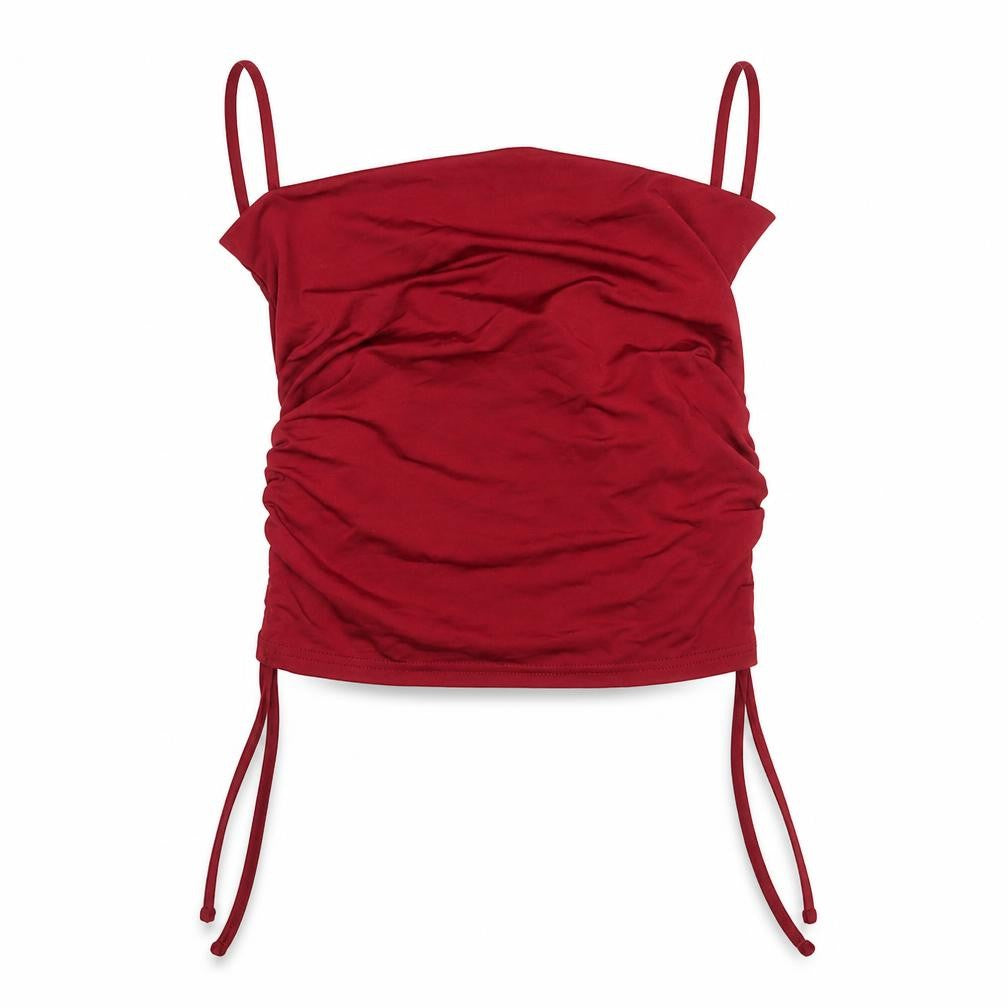 Front view of SHEIN women’s red camisole tank, size S