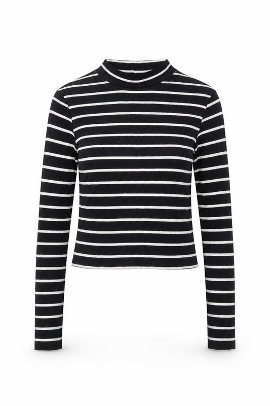Front view of Divided women’s black striped basic blouse, size S
