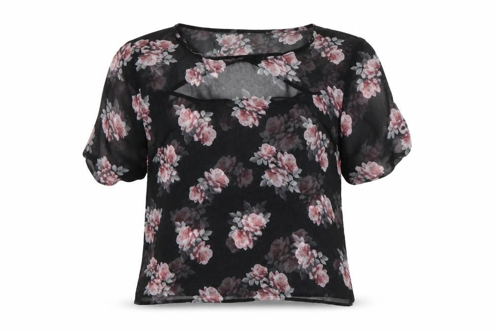 Front view of H&M women’s multicoloured floral basic blouse, size UK 10