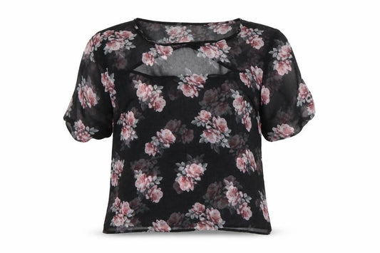 Front view of H&M women’s multicoloured floral basic blouse, size UK 10