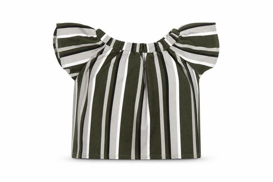 Front view of edge women’s multicoloured striped basic blouse, size UK 12