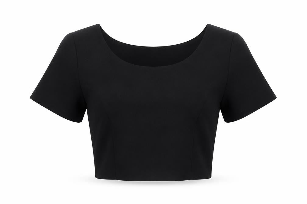 Front view of New Look women’s black basic blouse, size UK 10