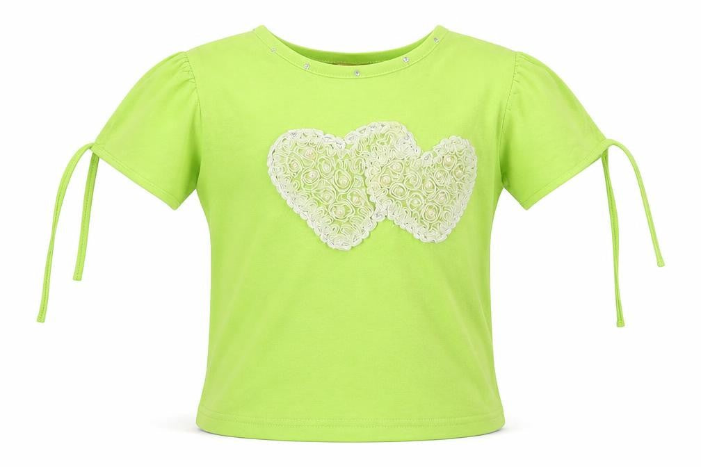 Hong Girls Green  Jersey Basic T-Shirt Size 8 Years  - hearts