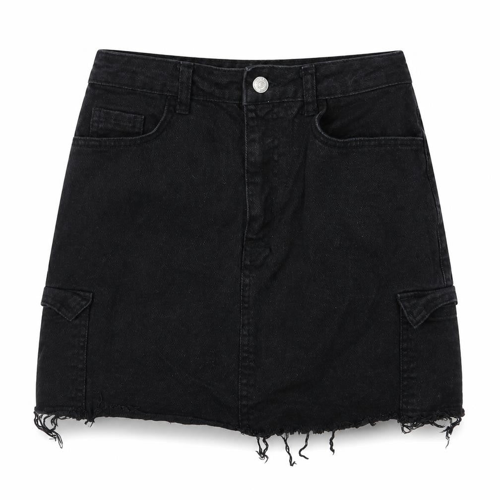 Denim & Co. Womens Black  Denim A-Line Skirt Size 8