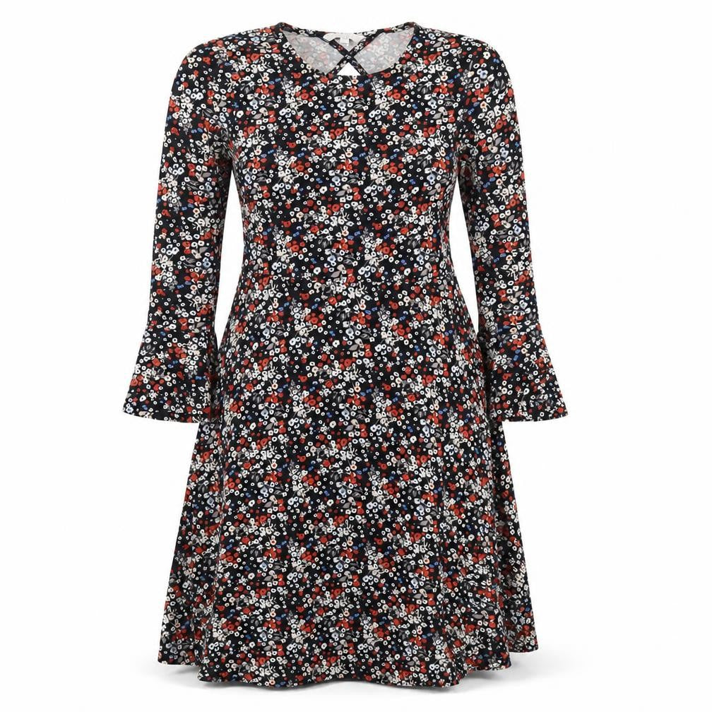 Front view of Red Herring women’s multicoloured floral fit & flare, size UK 10