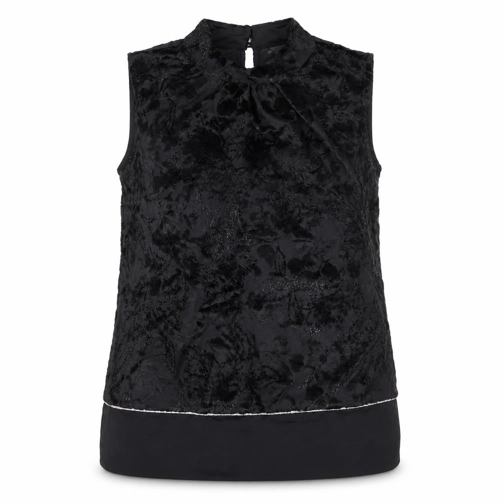 Front view of Next women’s black floral basic blouse, size UK 10