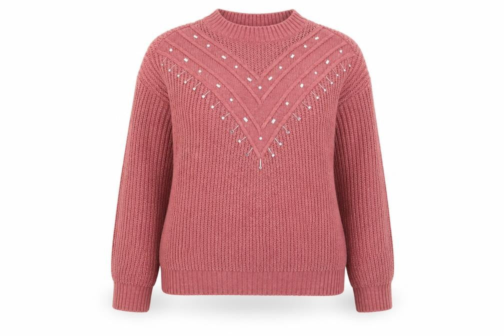 Front view of Next women’s red geometric jumper, size S