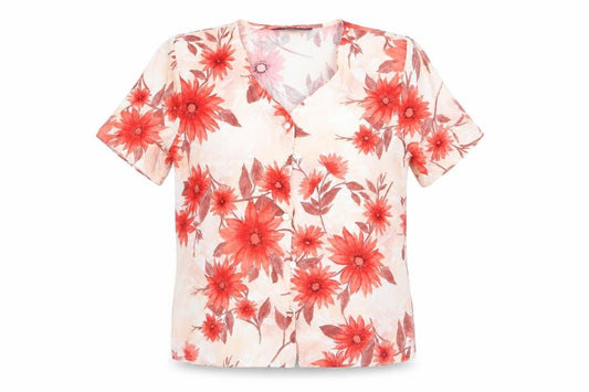 Front view of Debenhams women’s multicoloured floral basic button-up, size UK 10