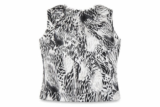 Front view of SJ women’s multicoloured geometric basic blouse, size UK 16