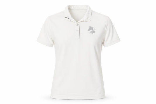 Front view of Elico girls’ white basic polo, size 9-10, years