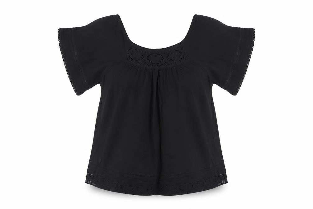 Front view of Denim co women’s black basic t-shirt, size UK 8