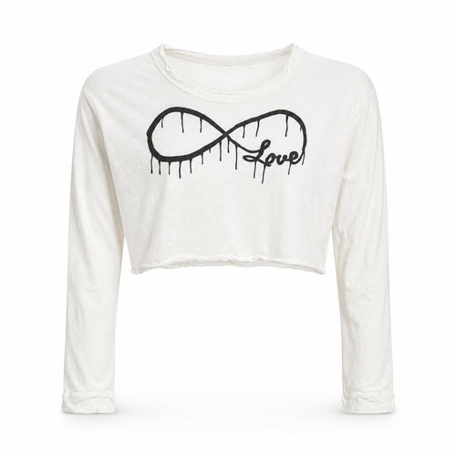 Rock & Rose Womens White   Cropped T-Shirt Size L  - love