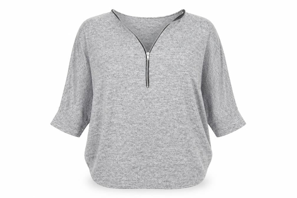 Front view of Influence women’s grey knit jumper, size UK 14